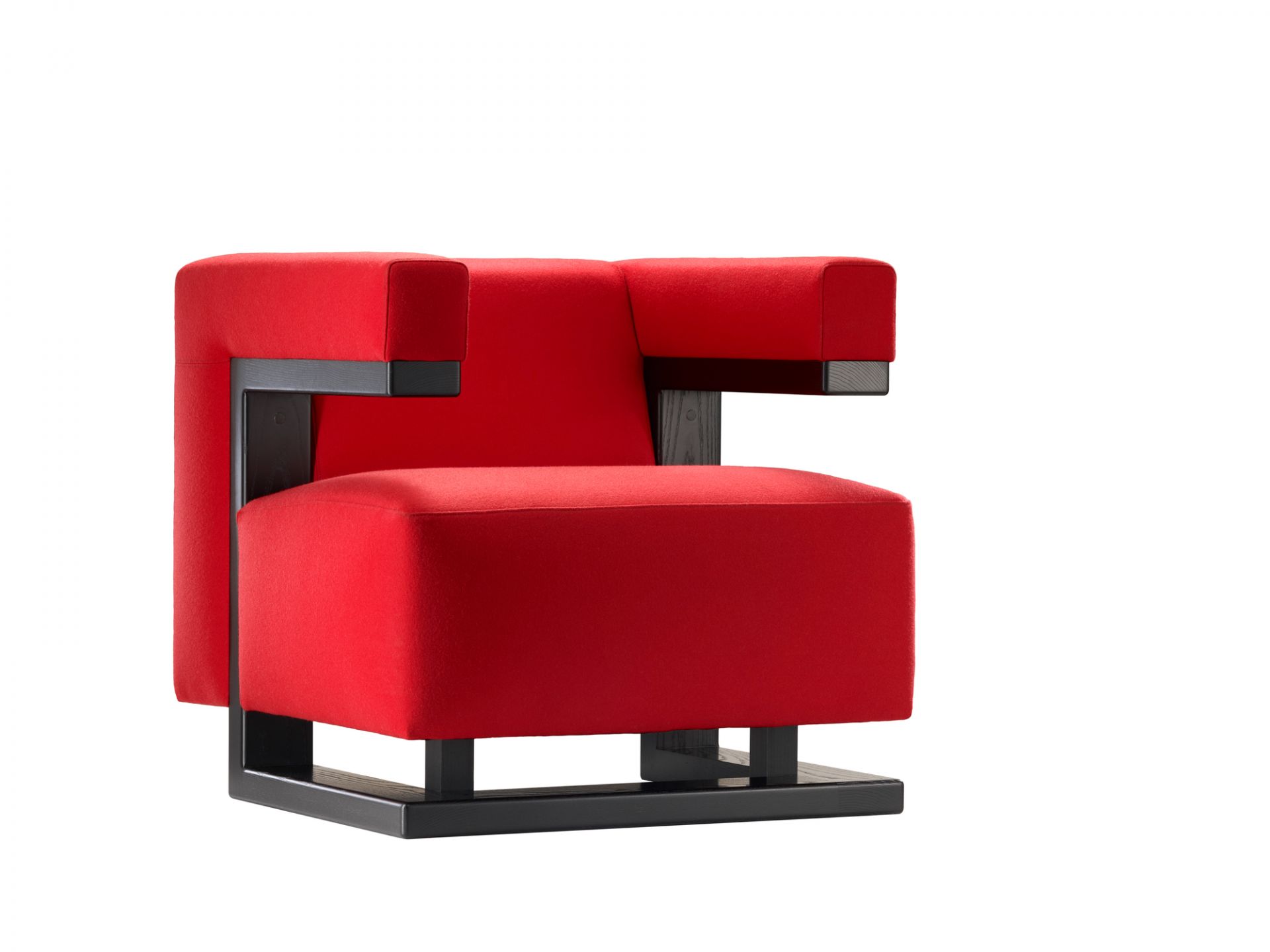 Roter Gropius Sessel F51 im Bauhaus Stil, eine Tecta Reedition, modernes Möbeldesign.